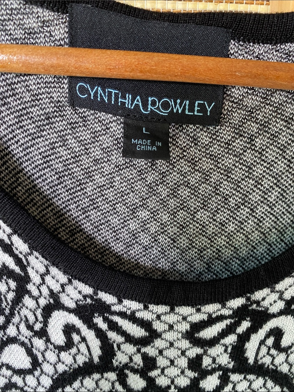 Cynthia Rowley Smashing Black & White Knit Dress Sz L - Picture 3 of 6